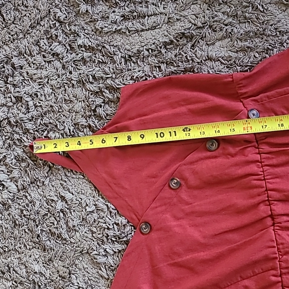 Like New Maurices Cotton Linen-Blend Button Front Dress Rusty Red Brown Size 1x - Picture 8 of 12